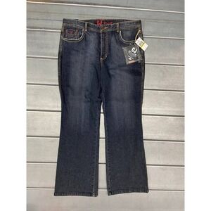 CJ Blue Caribbean Joe Jeans‎ Womens 14P Blue Denim Floral Design NWT